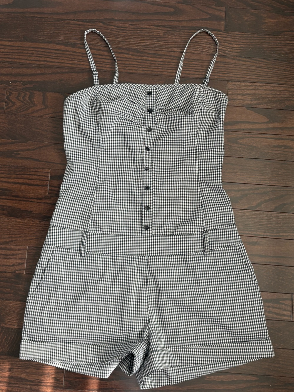 Vintage Black & White Gingham One-Piece Romper